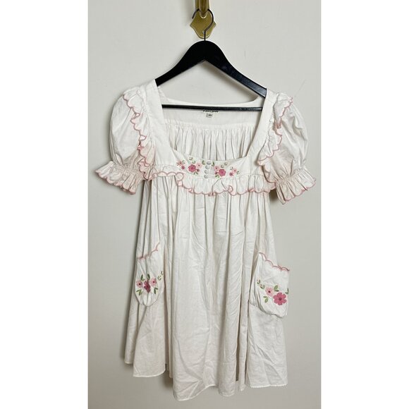 FOR LOVE & LEMONS  Tea Time Babydoll Mini Dress in White Size Small - Picture 4 of 16